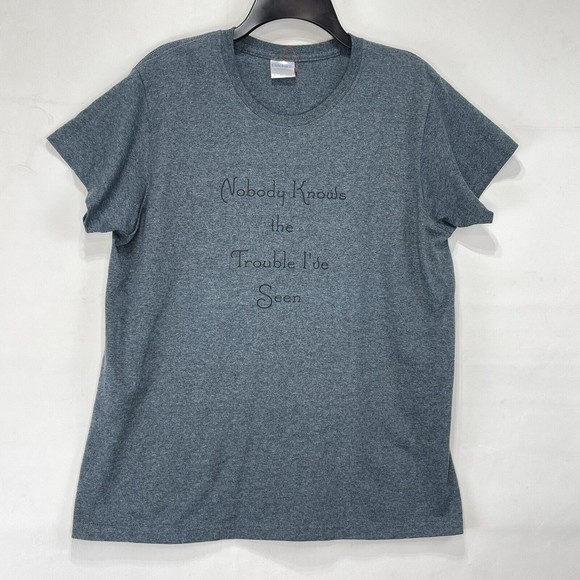 Womens T Shirt Sz L Gray Cotton Short Sleeves basic tee - Picture 10 of 11